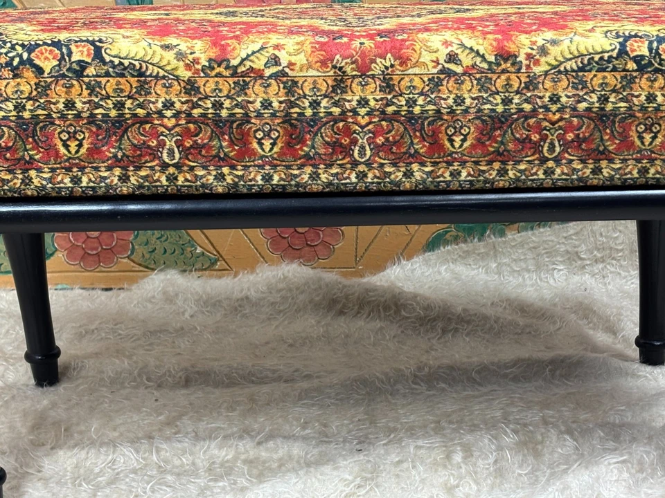 Banco otomano rústico hecho a mano vintage estilo bohemio madera maciza Foto 3 de 4