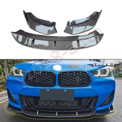 For BMW X2 2018-2023 Real Carbon Fibre three segment Front Bumper Lip Spoiler