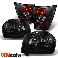 Fit 2005-2006 Jeep Grand Cherokee Black Smoked Headlights+Tail Lights Lamps Pair