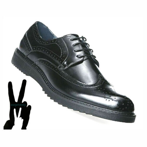 scarpe uomo classiche eleganti francesine 40 41 42 43 44 45 nere e blu . ytb - Foto 2 di 14