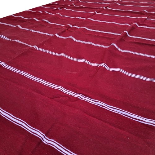 Vtg Handmade Moroccan Brown Rug White Stripe Fringe Berber Tribal Wool Carpet - Picture 9 of 22