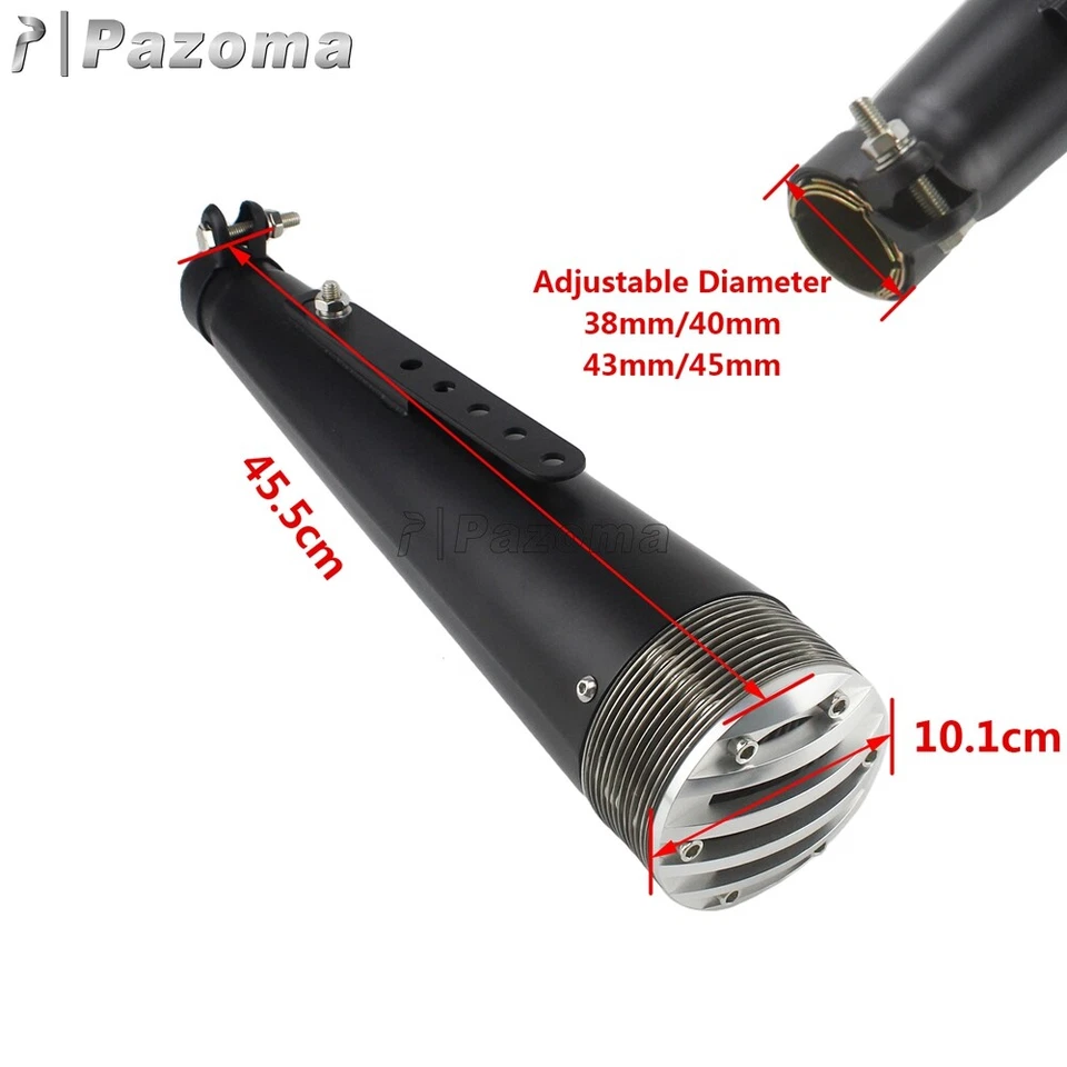 Universal Motorcycle Scooter ATV Quad 37-45mm Retro Muffler Exhuast Pipe -Black - Image 2 of 4