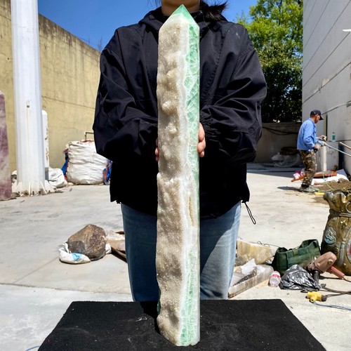 20.48LB Large Natural Green Fluorite Obelisk Tower Quartz Crystal Wand Point - 第 10/15 張圖片