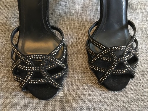 QUIZ SCHWARZE GLITZERNDE RIEMCHEN-SANDALEN MIT HOHEM ABSATZ GRÖSSE 5 NEUE PARTYSAISON - Bild 2 von 6