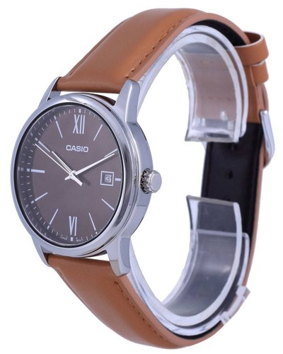 Casio Maroon Dial Stainless Steel Analog Quartz MTP-V002L-5B3 Men's Watch - Picture 2 of 3