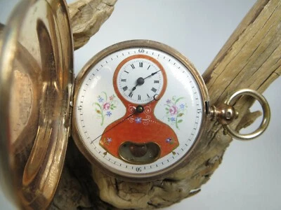 Taschenuhr-Duplex Pendule-Jugendstil-9 Carat Gold-3 Deckel-sehr selten-Art. 5505 - Bild 1 von 4