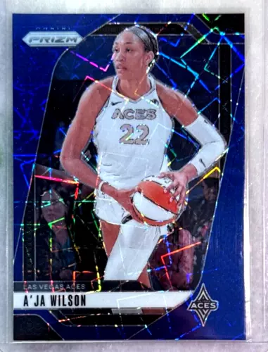 A'JA Wilson 2024 Panini Prizm WNBA Blue Velocity Prizm #86 Las Vegas Aces
