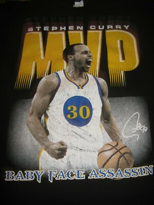 STEPHEN Curry MVP 2015 Black T-SHIRT Adult MEDIUM ''THE BABY FACE ASSASSIN'' #-30