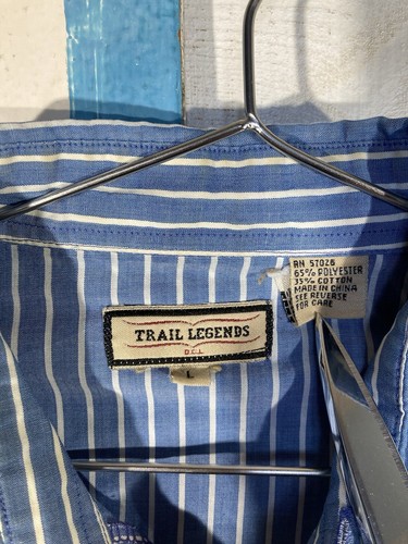 Camicia Vintage Trail Legends Bottone Perla Snap Western Cowboy Ferrovia Treno Tg L - Foto 6 di 12