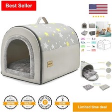 2-in-1 Portable Dog House - XL Size for Medium Dogs - Grey - Sturdy  Durable