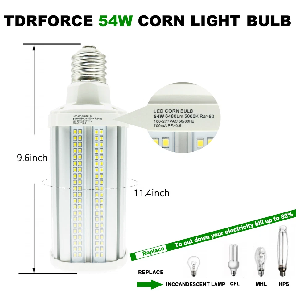 400 W Eqt LED Corn Light Bulb 54W 7020Lm 5000K E39 Large Base Super Bright - Image 3 of 4