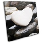 Heart Shaped Pebble Stone Bathroom Love SINGLE CANVAS WALL ART Picture Print