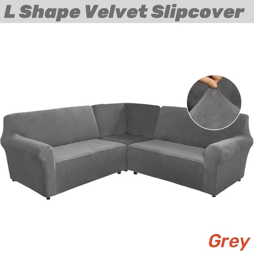 Velvet 7 Seat Couch Covers Sectional Sofa Corner 3 Pcs Slipcover Couch Protector - Picture 14 of 34