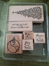 Lot Of 6 Stampin Up Wood Mounted Rubber Stamps 90s 00s Christmas