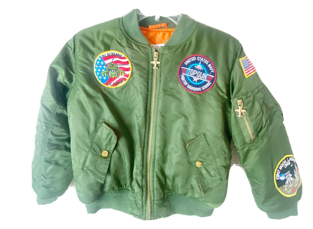 Alpha Industries Boys Small 8-MA-1 Bomber Jacket W/ Patches Alpha Industries Boys Small 8-MA-1 Bomber Jacket W/ Patches