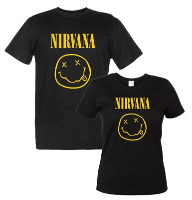 Nirvana Maglietta Personalizzata Logo T-Shirt Tributo Cult Rock Band Grunge