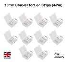 LED Strip Connector 10mm 4-pin Solderless Clip On For 5050/3528 RGB Strip
