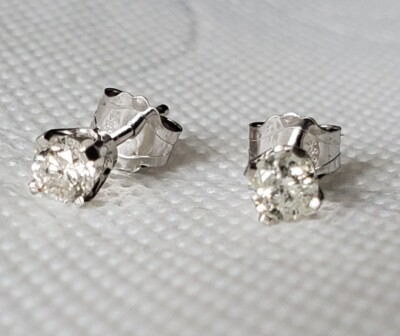1/3 Karat Diamant Ohrstecker rund Brillantschliff 14K Weißgold Schmetterling Bac