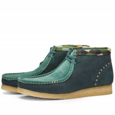 Clarks Originals END Collab WALLABEE BOOT Green Interest Leather Size UK 8 1/2 G