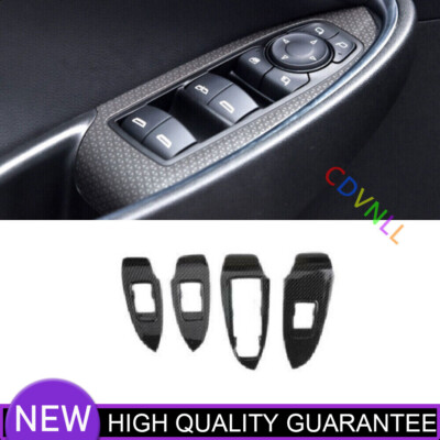 Door Window Lift Switch Cover Trim For Chevrolet Malibu 2016-2021 Carbon Fiber