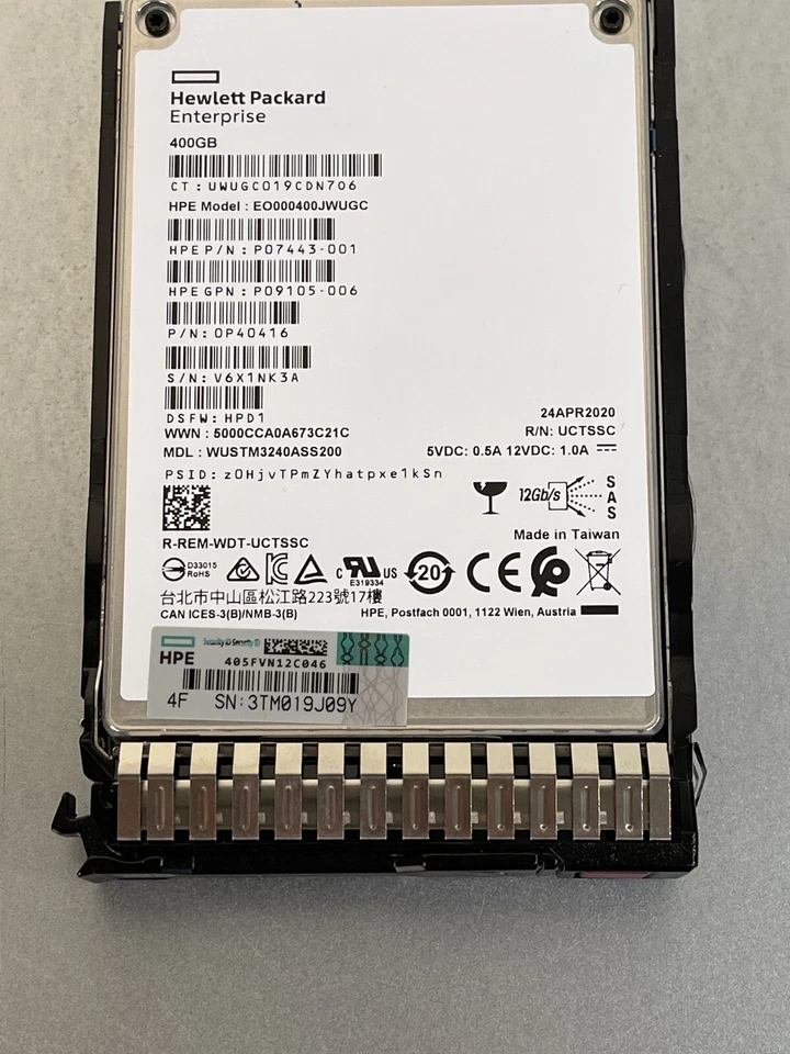 HPE 400GB 12G SAS WI SFF 2.5 SSD SC 7 TBW 10 DWPD Write Intensive 99.8%+ DS 15mm - Image 3 of 4