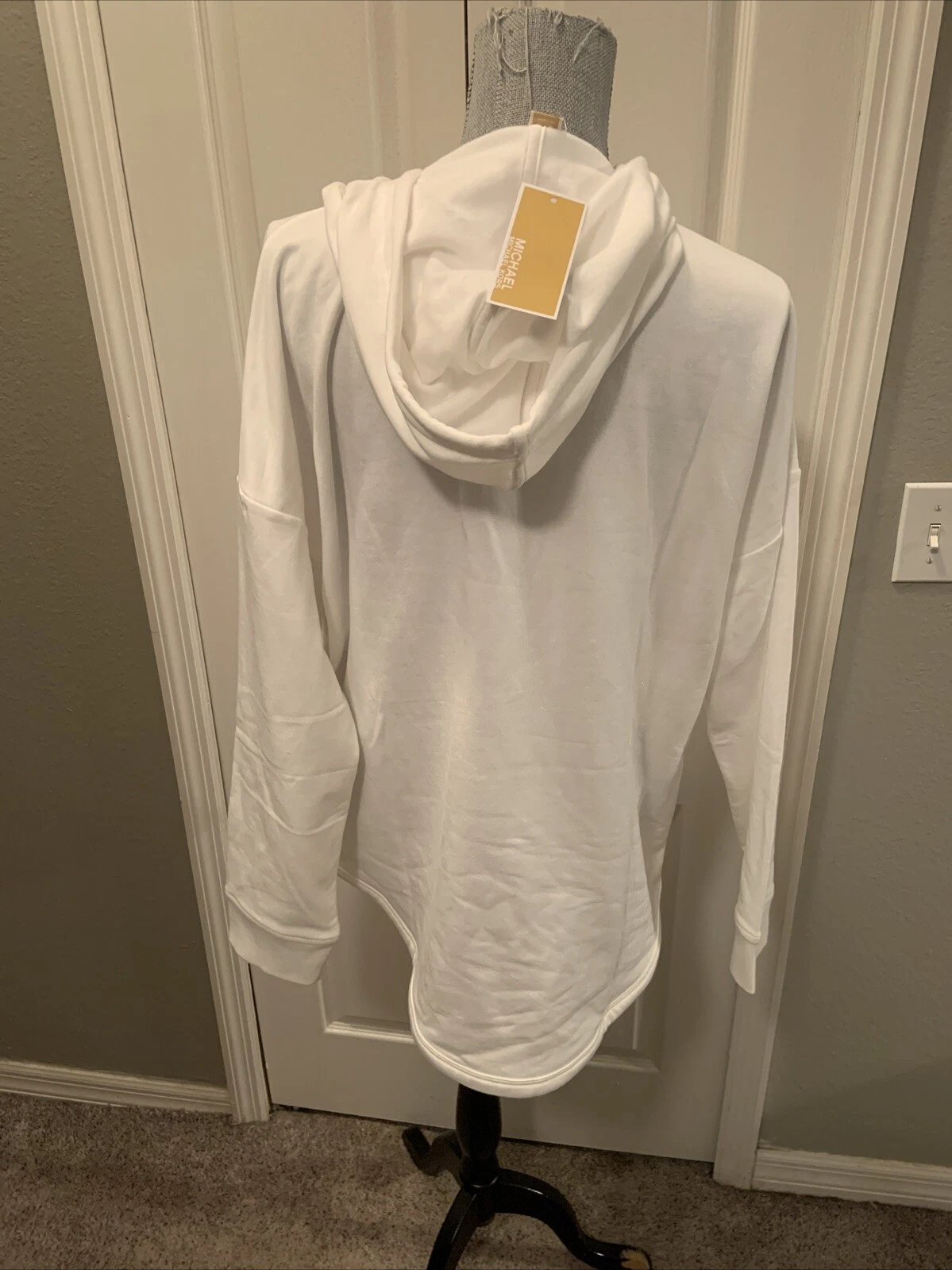 Felpa con cappuccio Michael Kors donna sequenza oro bianca taglia large