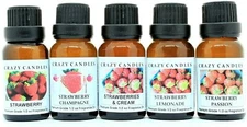 5 Bottle Set: The Strawberry Collection 1/2 Premium Fragrance Oils Crazy Candles