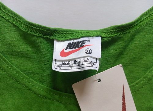 NWT Vintage Center Swoosh Nike Boys XL Mens Medium Green Tank Top USA Made 90s - Picture 3 of 10
