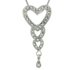 Hearts Pendant Made With Swarovski Crystal Family Love Heart Chain Necklace