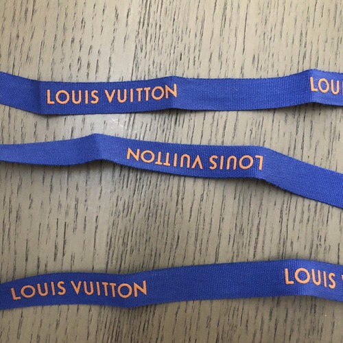 Authentic LOUIS VUITTON Blue with Orange Logo Gift Ribbon 44” Long x 1/2” Wide - Picture 4 of 13