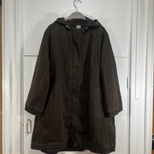 Poetry Hooded Parka Denim Jacket Khaki Brown Size Uk 12 Women’s