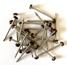 50 x 40mm Brown UPVC Plastic Headed Pins Nails Poly Top A4 Stainless Steel
