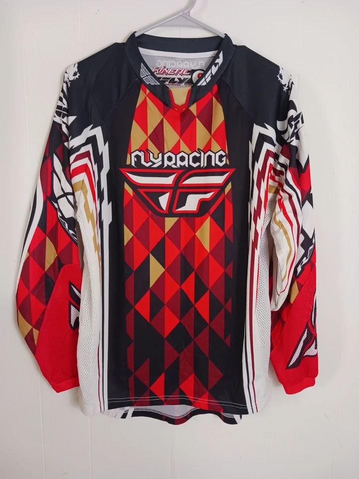 Camiseta Fly Racing Kinetic Masculina Pequena Branca Laranja Colorida Motocross ATV - Imagem 2 de 4