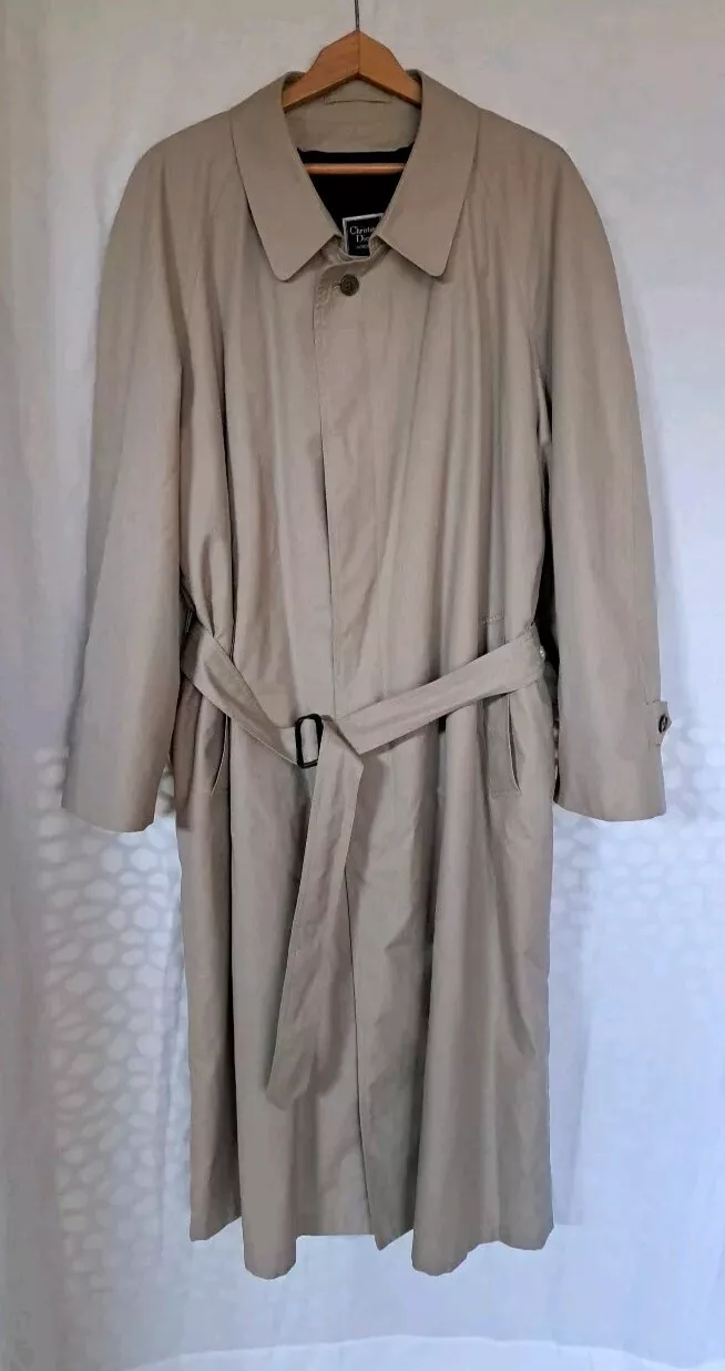 Christian Dior Monsieur Trench Coat Homme 46 L Gris Manteau Revovable Laine Doublure
