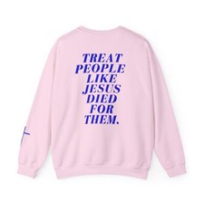 Sudadera Cruz Cristiana, Trata a la gente como Jesús, Unisex, Fuente Azul,