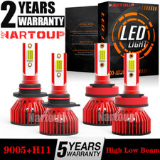 4x 9005 H11 Combo LED Headlight High Low Beam Bulbs Kit 6000K Super White Bright