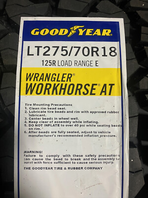 4 New LT 275 70 18 LRE 10 Ply Goodyear Wrangler Workhorse AT Tires