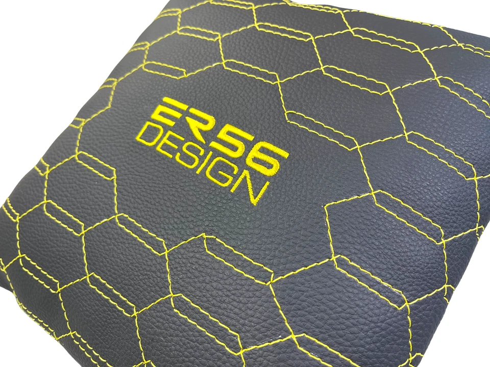 Black Leather Pillows ER56 Design Set of 2 Yellow Sewing Fit Lamborghini Urus - Изображение 2 из 4