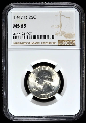 1947 D Washington Quarter, NGC MS65