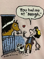 Vintage Pink Graphic Horse T-Shirt “ You Had Me At Neigh” Unisex Med NEW