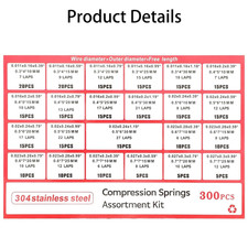 Compression Springs Assortment Kit, 300PCS 304 Stainless Steel Small Spring Set