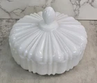Vintage Anchor Hocking Lidded Candy Dish Lid White Milk Glass Round Covered
