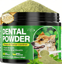 New Dog  Cat Dental Powder 150G   Teeth Cleaning, Plaque  Bad Breath Remover