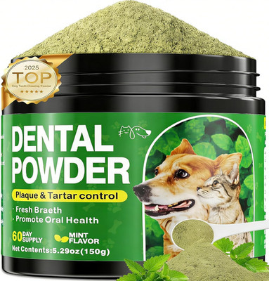 New Dog & Cat Dental Powder 150G   Teeth Cleaning, Plaque & Bad Breath Remover
