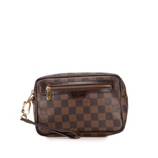 Louis Vuitton Damier Ebene Pochette Billets Macao Pre-Loved Clutch Bag Brown