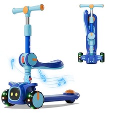 3 Wheel Scooter for Kids Foldable  Unbreakable, 2in1 Kick Scooter with Musi...
