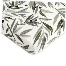 100 Organic Cotton Mini Crib Sheet, GOTS-Certified, Fitted Olive Branches