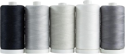 Connecting Threads 100% Cotton Sewing Thread Set 5 Pack 1200 Yard Spools Neutral
