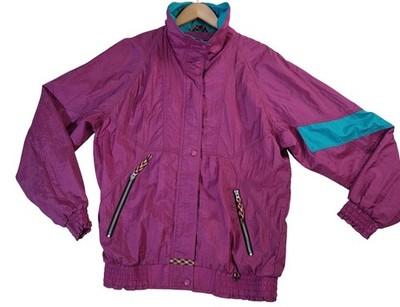 Vintage Helly Hansen Jacket Mens Medium Purple Teal Nylon Windbreaker 90s