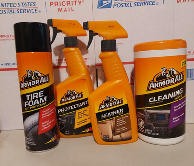 #ad Armor All CAR CARE CLEANING KIT 4PCS SET PROTECTANT LEATHER TIRE FOAM WIPES $17.88